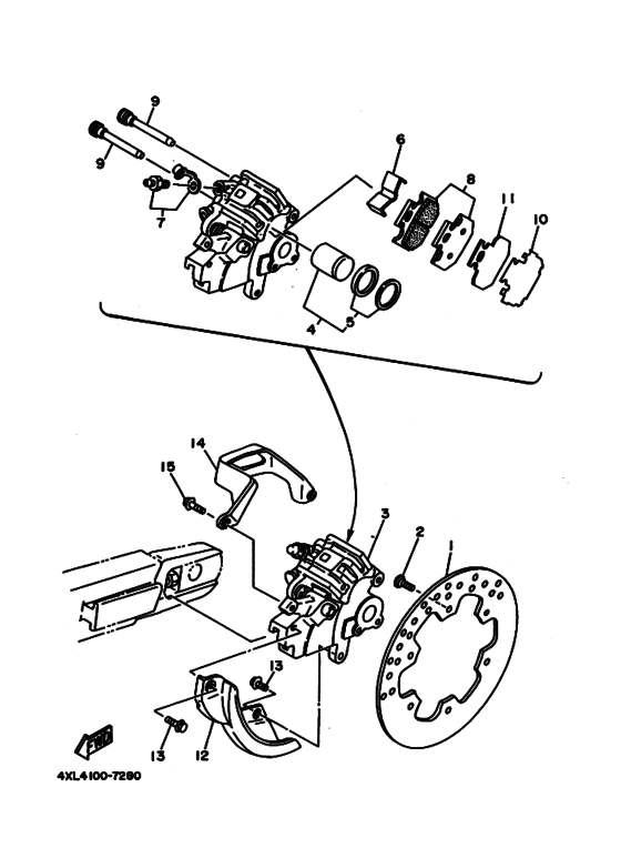 YZ125J YZ125 Задний суппорт