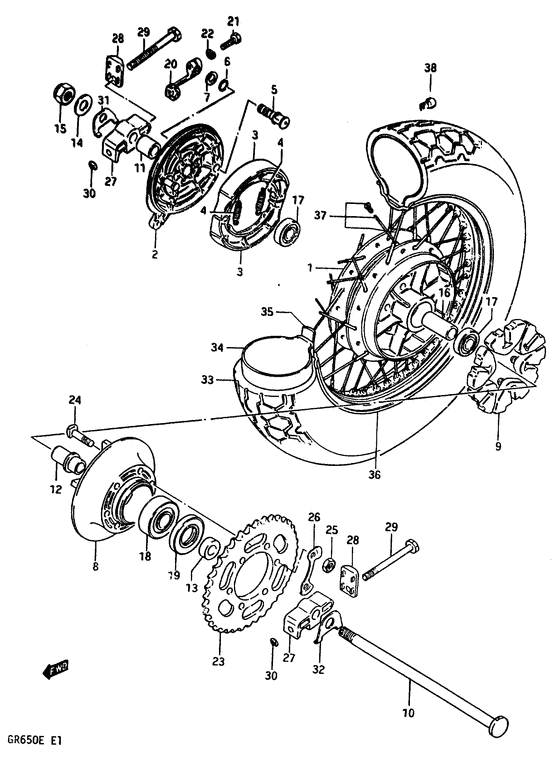Rear wheel complete assy