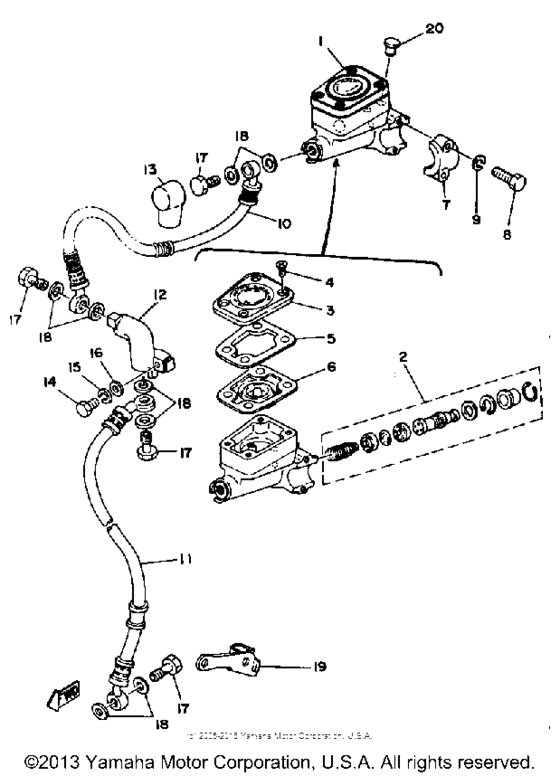 XS650SE Главный тормозной цилиндр