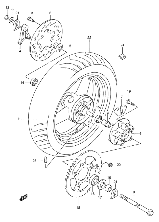 Rear wheel complete assy