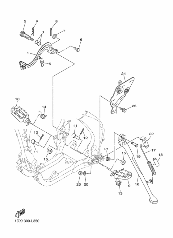 WR450F Support & repose pied