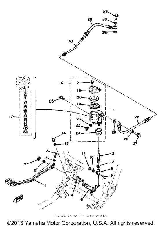 Brake pedal - rear master cylinder