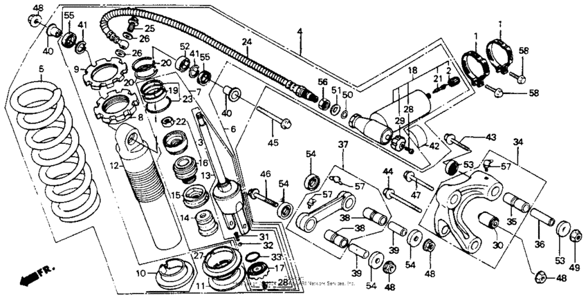 Rear shock absorber 86-88