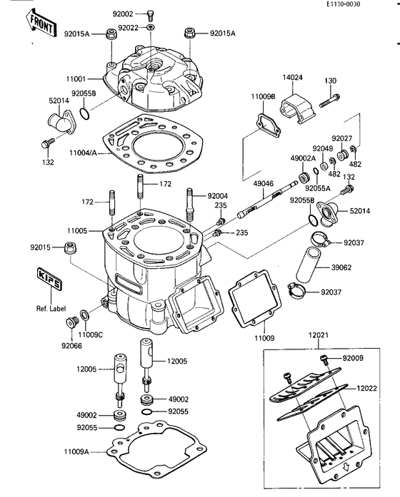 Cylinder head/cylinder/reed valve
