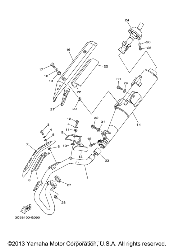 XT250ZC Выхлопная система