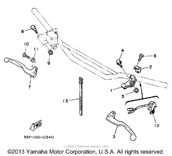 YZ125D1 Handle switch-lever