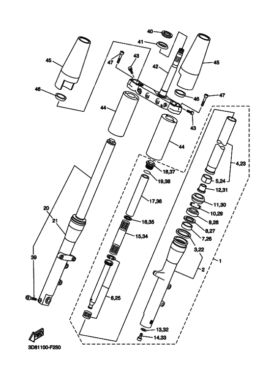 XVS1300CT Вилка передней оси