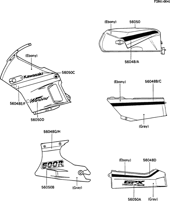 ZX600 Decals(ebony / bronze-guns)(zx600-c2 / c3)