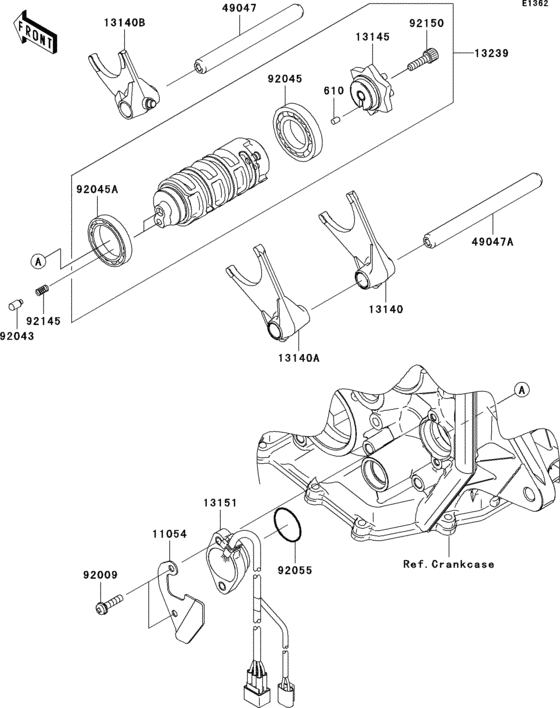 ZX600 Валы и вилки переключения передач