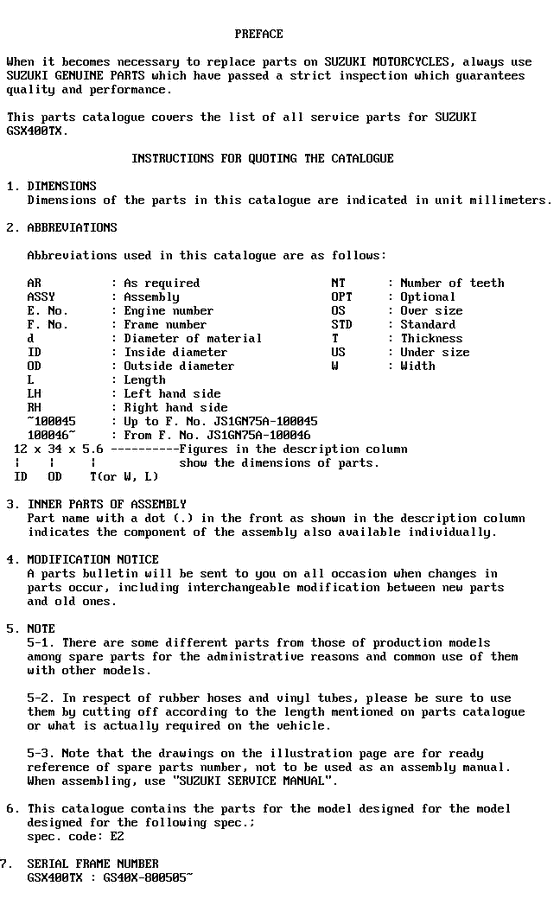 GSX400 Catalog preface