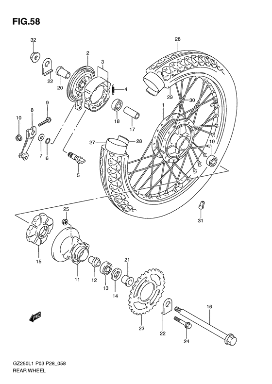 Rear wheel complete assy