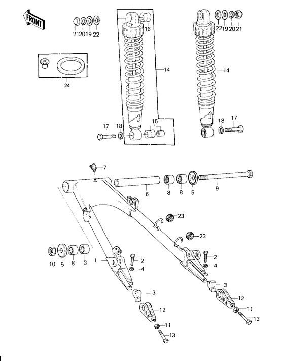 Swing arm/shock absorbers