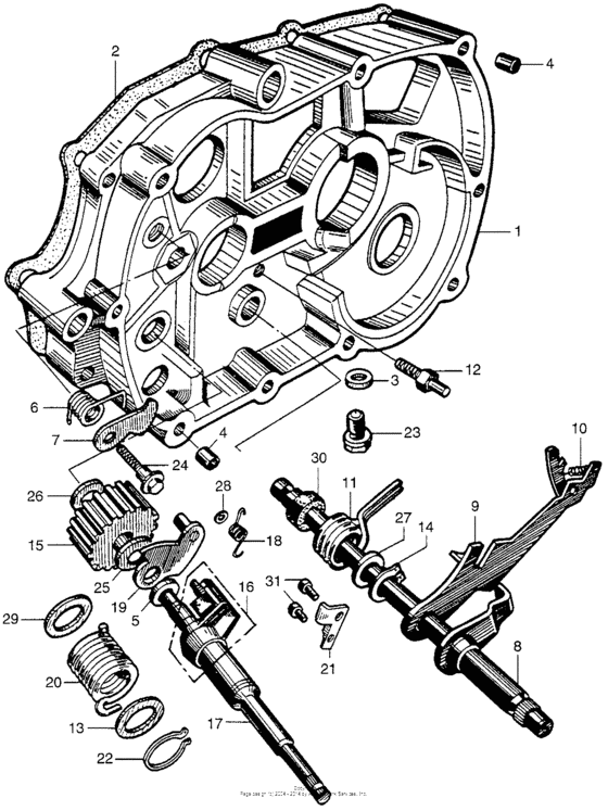 Gear change + right crankcase