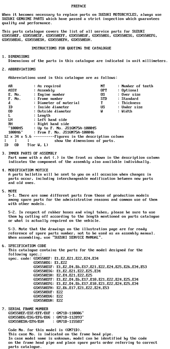 GSX550 Catalog preface