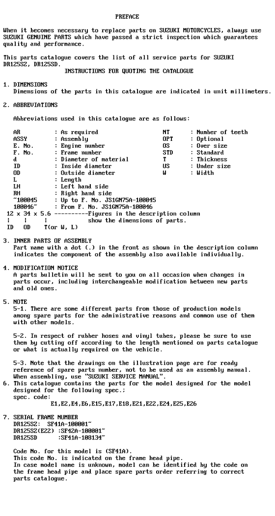 DR125 Catalog preface