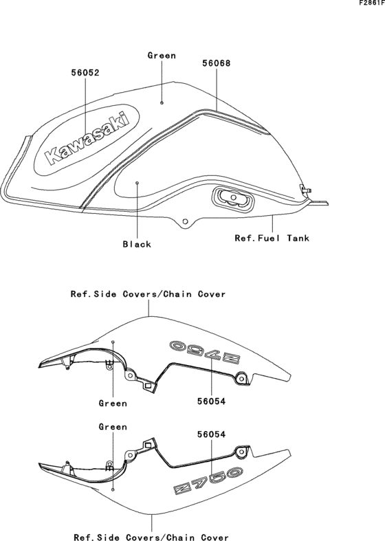 ZR750 Decals(green / black)(l9f)
