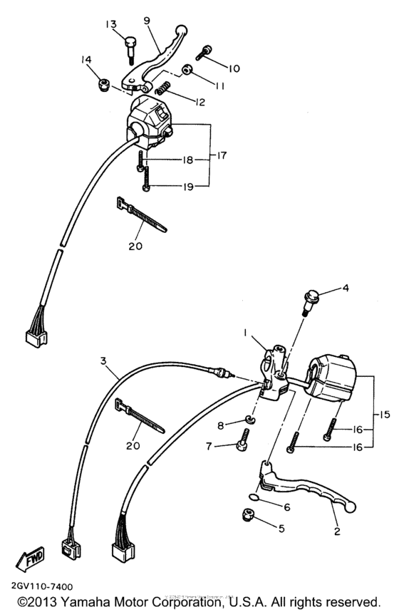 XV535SG Рулевые переключатели