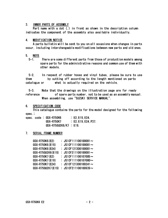 GSX-R750 Catalog preface