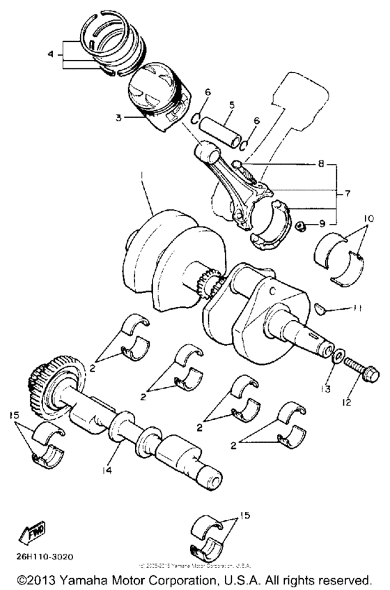 XVZ13DAC Коленчатый вал и Поршень
