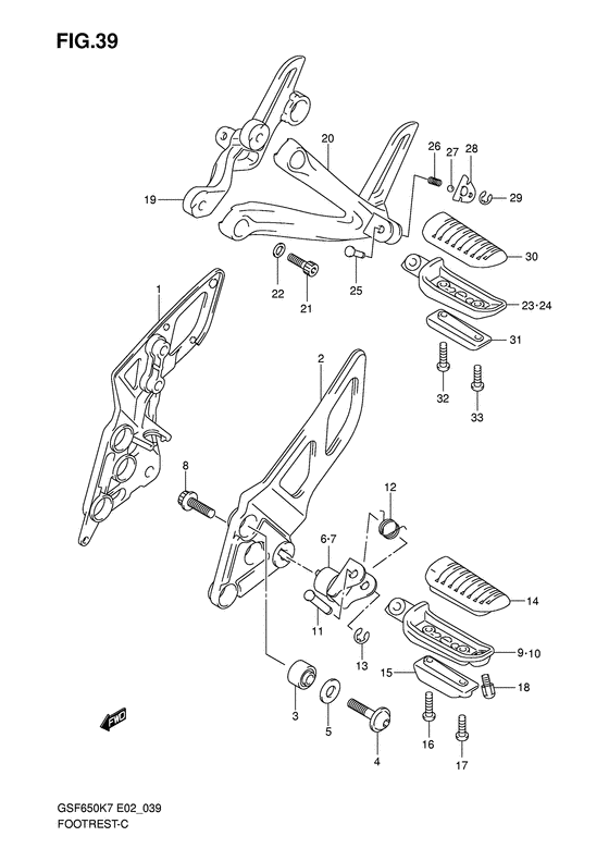 GSF650S Подножки