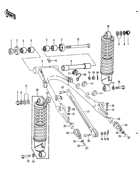 Swing arm/shock absorbers