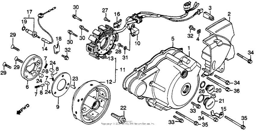 Left crankcase cover + alternator