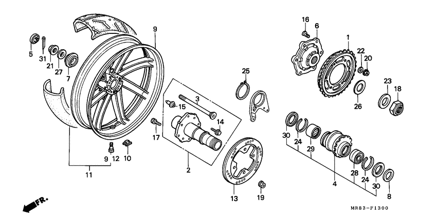 Rear wheel complete assy