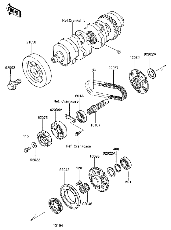 Secondary shaft/starter clutch