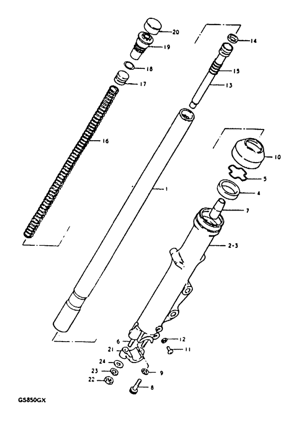 Front fork (e2, e4, e17, e18, e21, e22, e24, e25, e26, e34,
