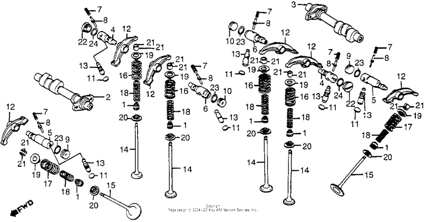 VT1100C Распределительный вал и клапана