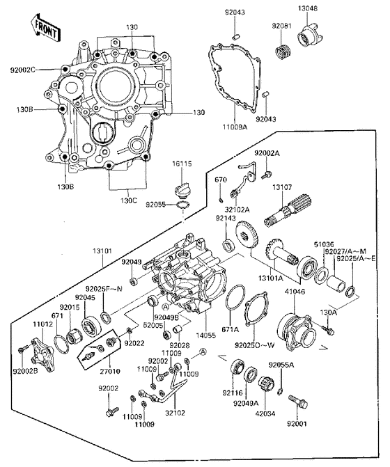 Front bevel gears