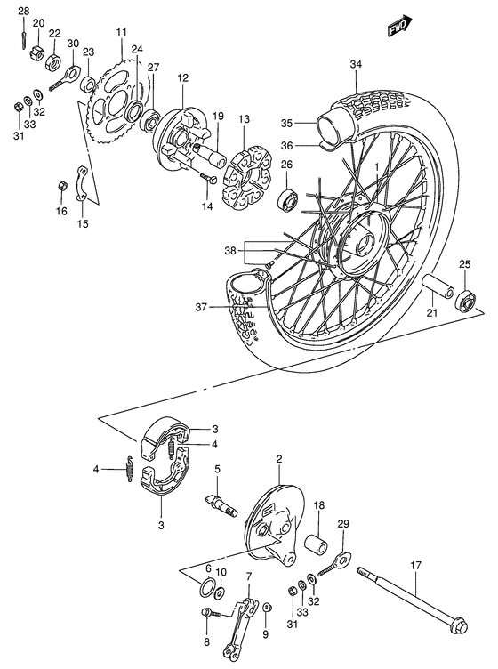 Rear wheel complete assy