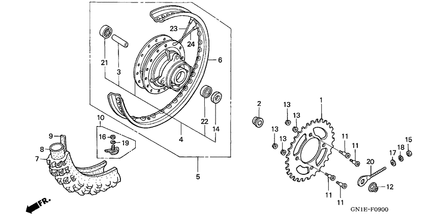 Rear wheel complete assy