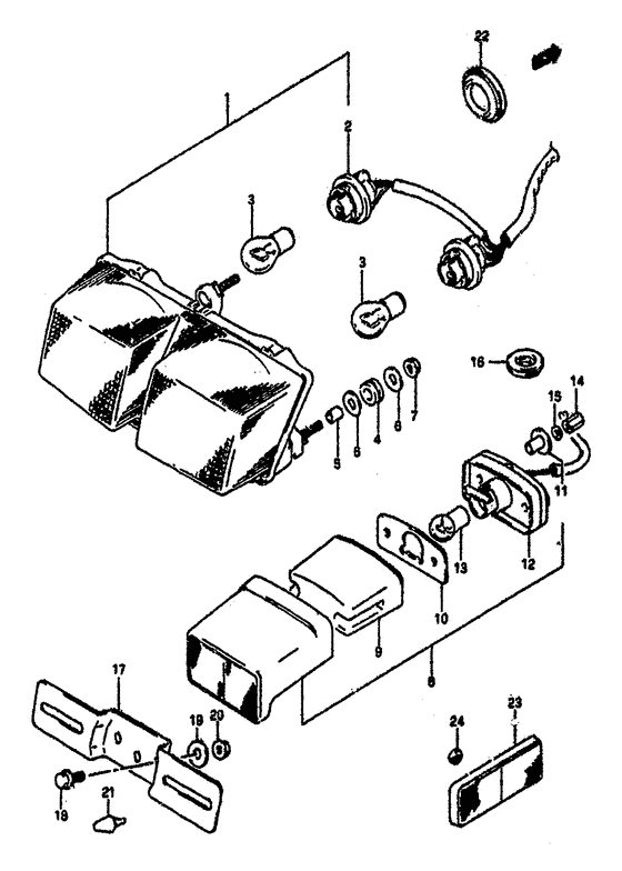 Tail lamp - license lamp