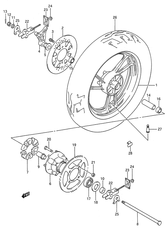 Rear wheel complete assy