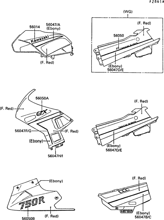 ZX750 Decals(red)(zx750-f2 / f2a)