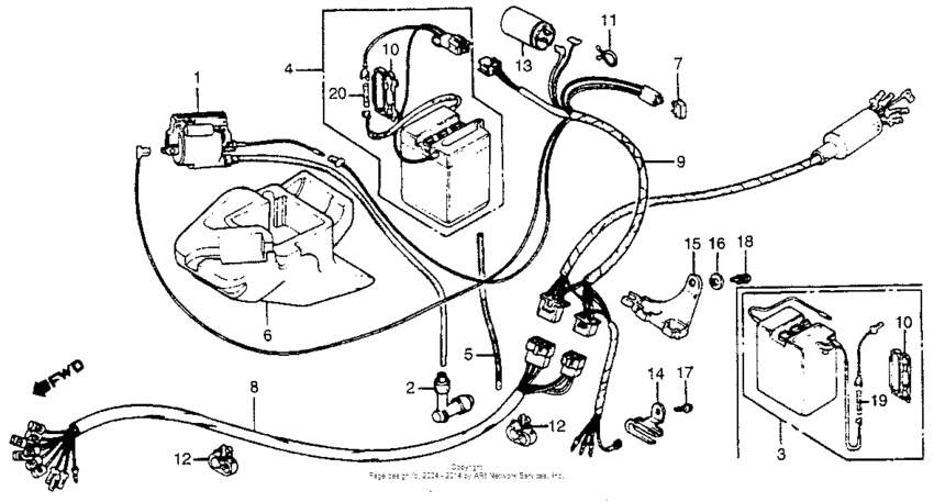 Wire harness + battery + ignition coil 79-80