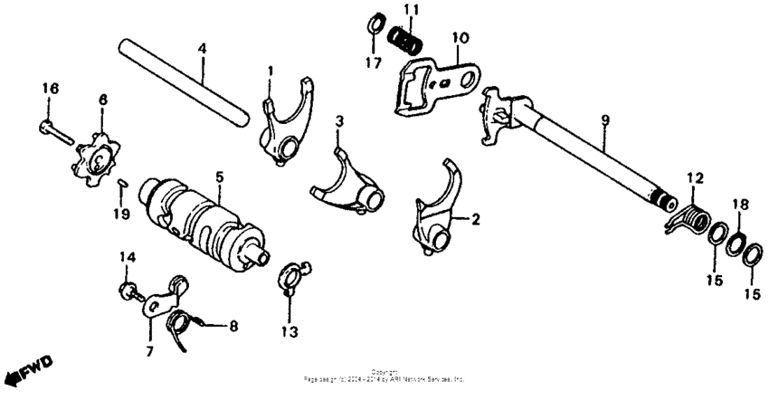 Shift drum + shift fork
