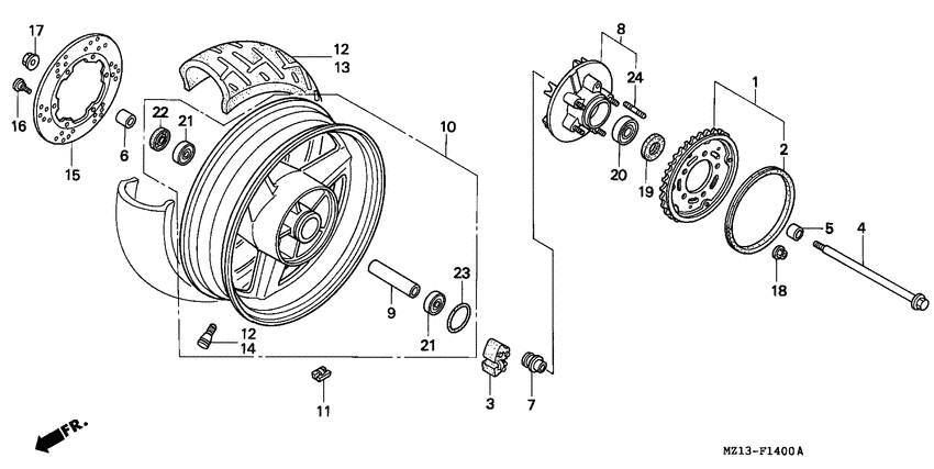 Rear wheel complete assy