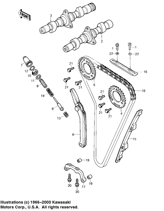 Camshafts/chain/tensioner