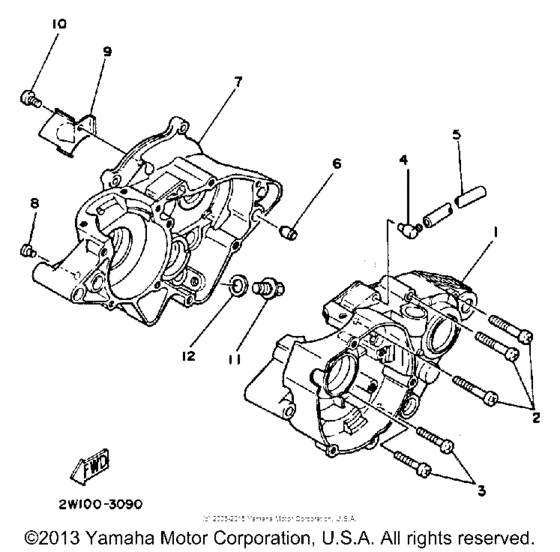 YZ80L Картер двигателя