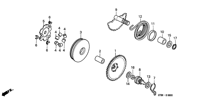 Drive face / kick starter spindle