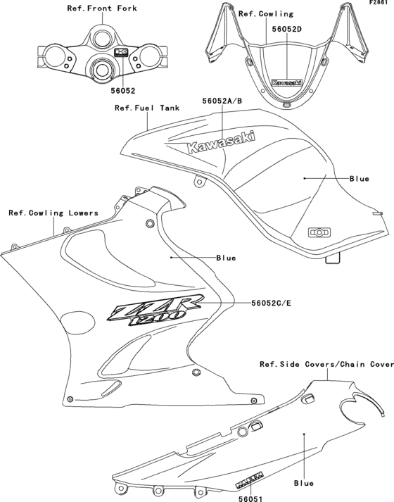 ZX1200 Decals(blue)(zx1200-c1h)