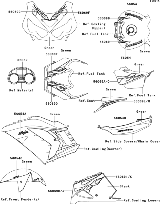 ZX1400 Decals(green)(ecfa)