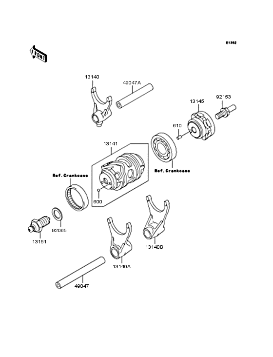 Gear change drum & forks