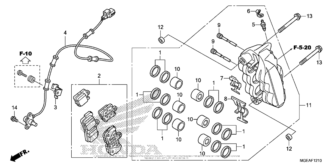 VFR1200F Передний тормоз правый