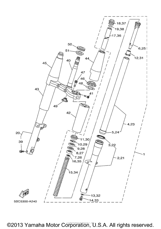 XVS650AT Передняя вилка