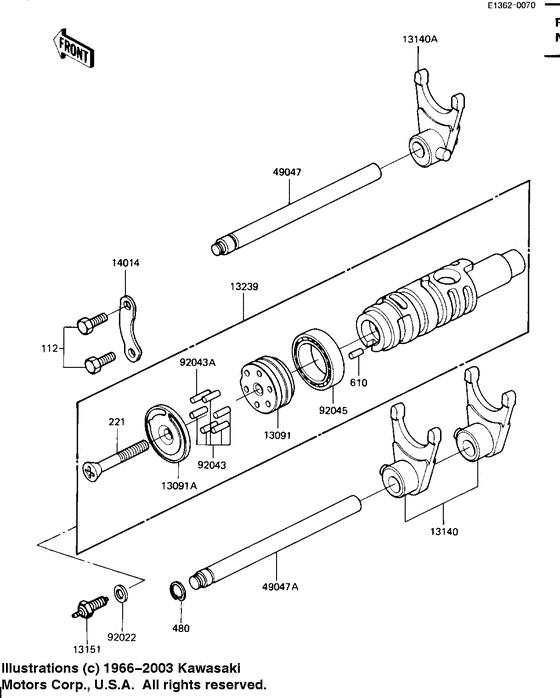 Gear change drum & forks