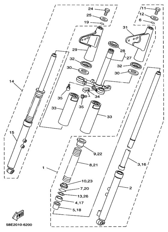 Front fork assy(ur silv