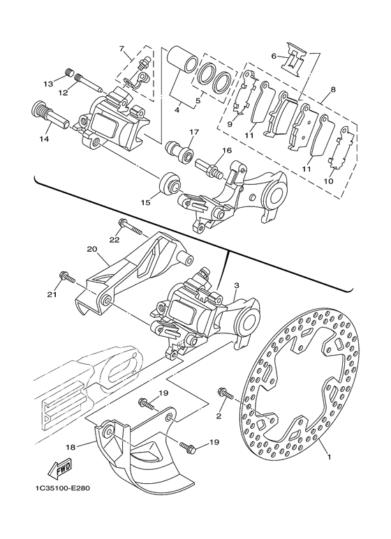 WR250F Задний суппорт